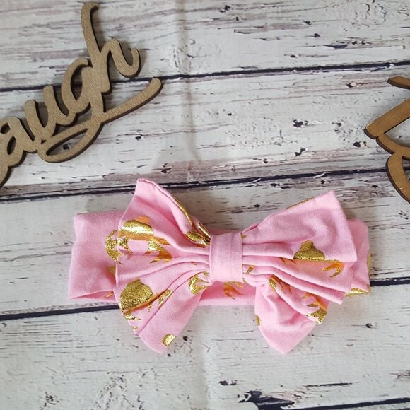 Pink and Gold Deer Headband for Baby Girls and Toddler Girls - Picture 1 of 4